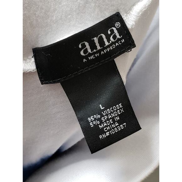 a.n.a Maxi Skirt Womens Large White Blue Striped Stretch Side Slit Drawstring - Picture 4 of 12